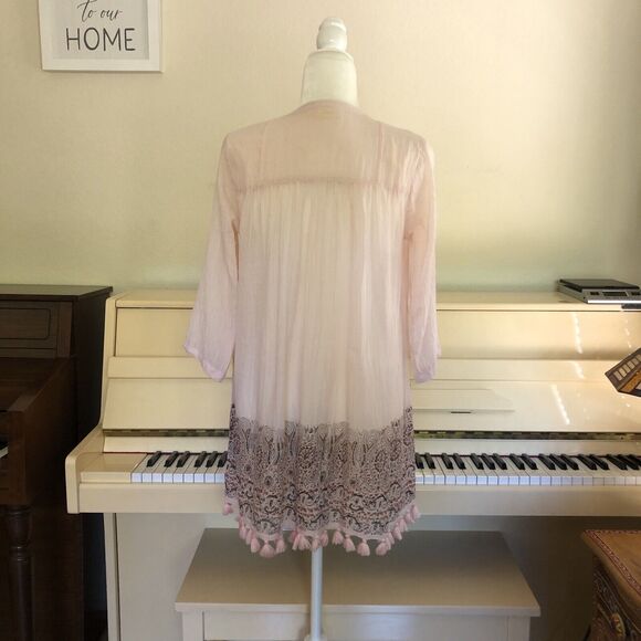 Roberta Roller Rabbit Women Small Tunic Fringe Coverup Shirt Serafina Pink Boho - Picture 5 of 14